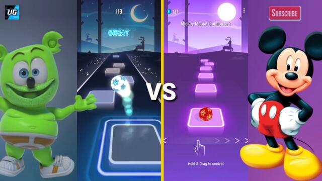 Tiles Hop - The Gummy Bear (Magic Music) VS Mickey Mouse Clubhouse (Attic Stein) V Gamer