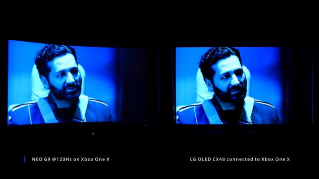 Mini LED vs OLED featuring Samsung NEO G9 and LG OLED CX48 the ultimate Duel both connected to Xbox