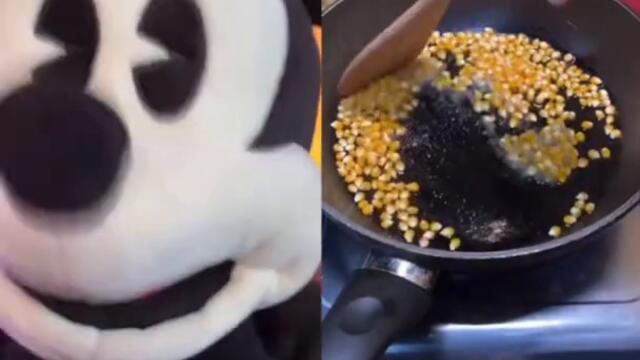 Mickey moves LOVES popcorn #shorts