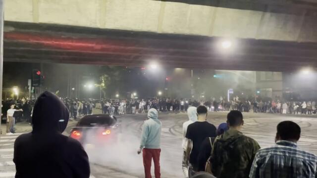 RAW: Illegal Sideshow Activity in San Jose Early Saturday Morning Broken Up By Police