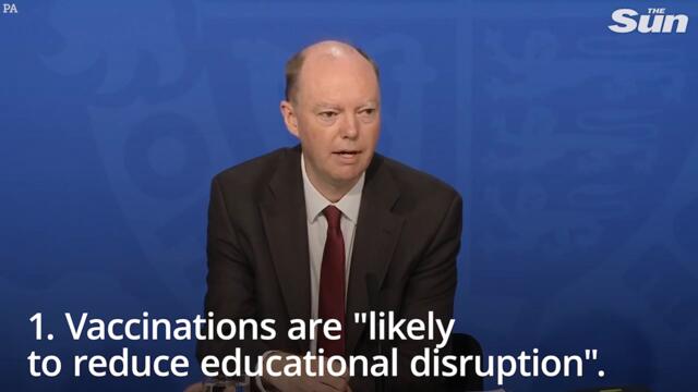 Chris Whitty confirms 12 to 15 year olds to receive first dose of COVID vaccine