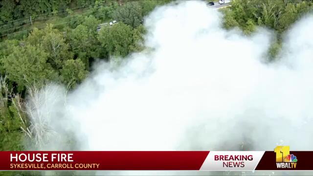 LIVE: SkyTeam 11 is over a house fire in Sykesville, Carroll County