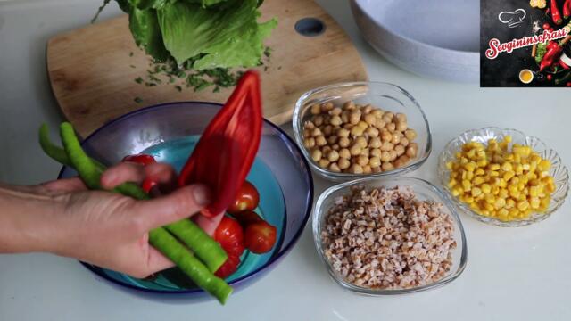 Nohutlu Buğday Salatası - Sağlıklı Nefis Tok Tutan Salata Tarifi - Salata Tarifleri