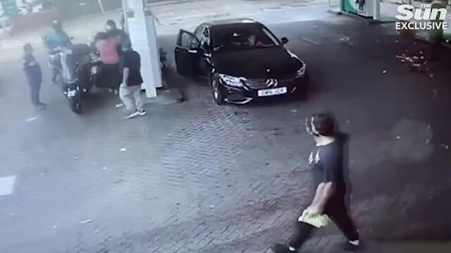 Fuel pumps fight: Petrol station boss attacked by motorbike thug as panic buying & queues boil blood