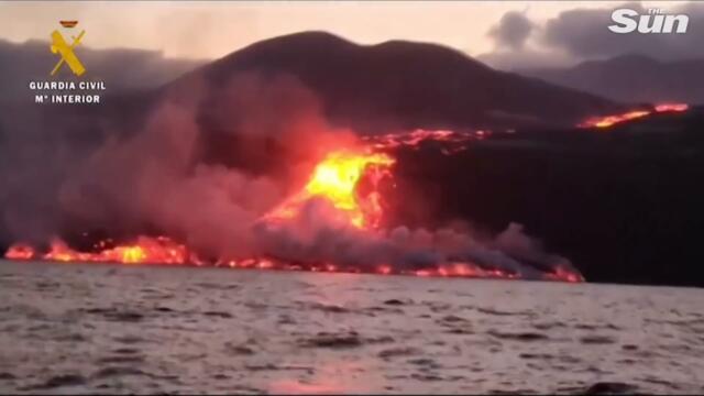Toxic gas clouds form as lava reaches sea plaguing La Palma volcano locals with more danger