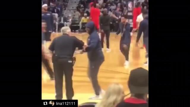 Pelicans fan disguised as an NBA player joins in the shoot around!