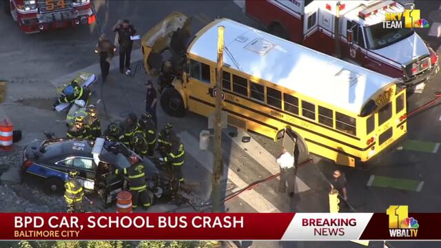 LIVE: SkyTeam 11 is over the scene of a crash involving a school bus and BPD vehicle
