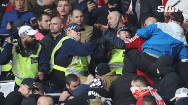 Hungary fans clash with cops at Wembley riot