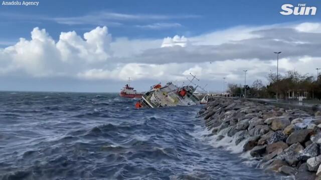Storm topples ships and tears roofs from homes, killing four in Istanbul