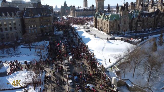 Canada: Massive crowd at Parliament viewed by drone at freedom convoy main event 1-29-2022