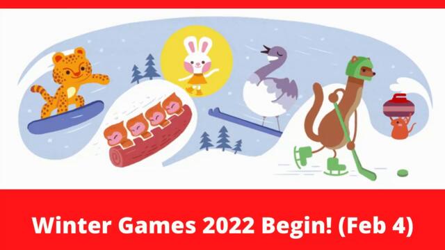 Церемония по откриване Зимни олимпийски игри 2022 г. в Китай! Winter Games 2022 Begin! - Winter Olympics 2022 Google Doodle