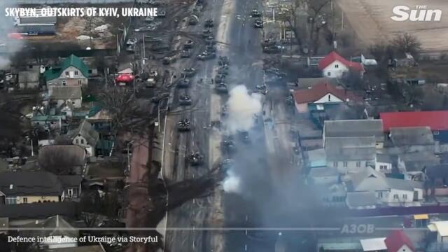 Ukrainian army explode Russian tanks in Kyiv suburb 'forcing them to retreat'