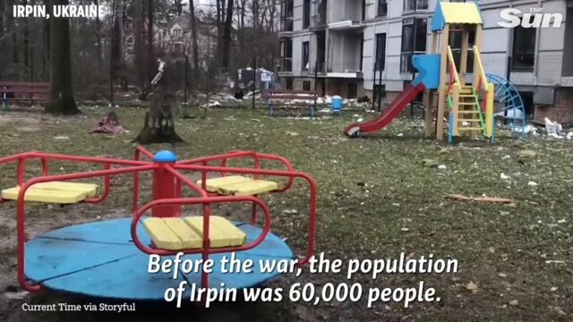 Ukrainian forces survey damage to Irpin littered with Russian 'unexploded ammunition'