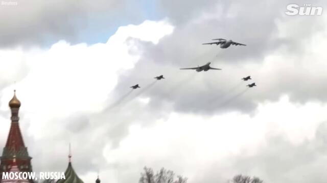Russian fighter jets in 'Z formation' fly over Kremlin in V-Day rehearsals