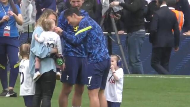 Son Heung Min Cute Moment with Harry Kane’s Wife and Kids