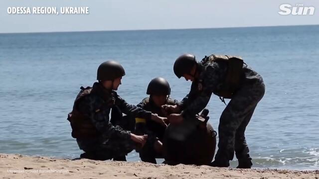 Ukrainian troops explode sea mines washed up on Odessa coast