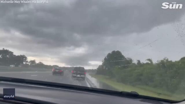 Lightning ferociously strikes moving truck in Tampa Bay, Florida