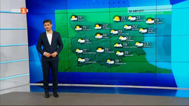 Краткотрайни валежи и гръмотевици в четвъртък - Времето по БНТ за 25.08.2022 г.