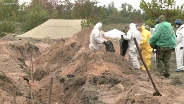 Mass grave with 55 bodies found in Lyman, Ukraine