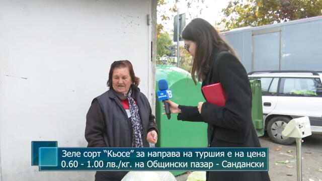 Зеле сорт “Кьосе” за направа на туршия е на цена 0.60 - 1.00 лв./кг. на Общински пазар - Сандански