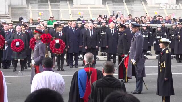 King Charles III lays wreath at Cenotaph on Remembrance Sunday