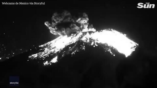 Mexico's Popocatepetl volcano erupts releasing 'incandescent material' into the sky