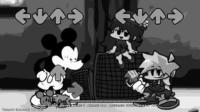 Friday Night Funkin' - Unhappy but everytime it's Mickey Mouse turn a Different Skin Mod is used