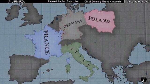 Germany & Poland Vs France & Italy Modern Day - Hoi4 Timelapse