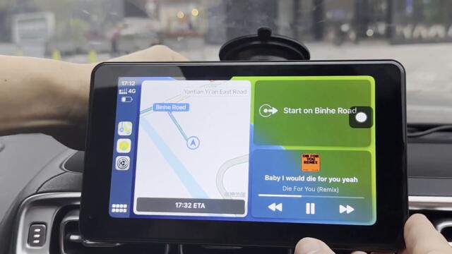 7-Inch Car Radio with Full HD Touch Screen, Wireless Apple Carplay, and Android Auto GreenYi