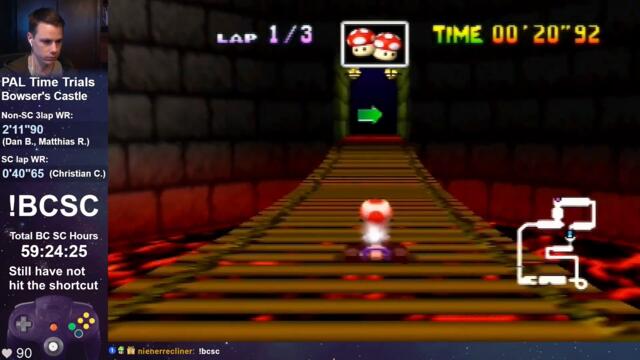 Mario Kart 64 - Bowser's Castle Shortcut World Record - 2'11"52 / 40.38 (PAL)