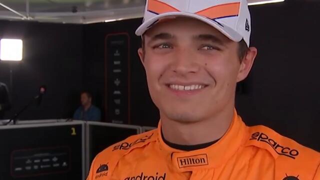 Lando Norris  - What's your target for tomorrow?" , Lando: " Hold on for dear life"