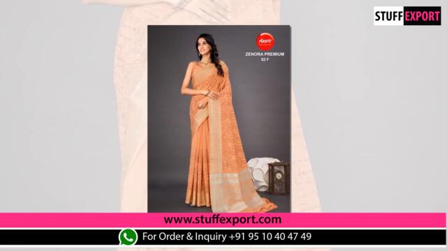 Apple Zenora Premium 02 Casual Wear Linen Saree Collection Full Catalog Available At Wholesale Rate.