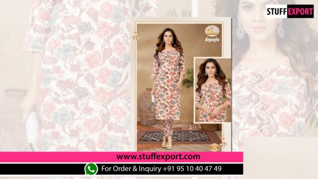 Miss World Ananta 1 Pure Cotton Kurti With Pant Full Catalog Available At Wholesale Rate.