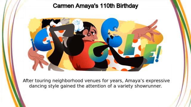Кармен Амая е испанска ромска фламенко танцьорка и певица! Carmen Amaya Google Doodle - Carmen Amaya's 110th Birthday