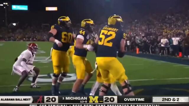 Blake Corum 17 Yard Touchdown Run in OT | #4 Alabama vs #1 Michigan | 2024 Rose Bowl