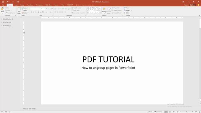How to ungroup pages in PowerPoint