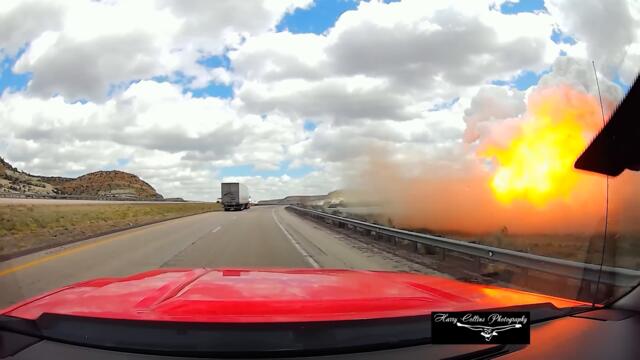 Dashcam Footage of Train Derailing and Explosion on I-40 in New Mexico/Arizona