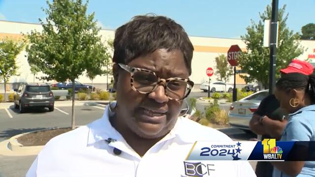 Trump campaign bus visits Northwood Plaza in Baltimore