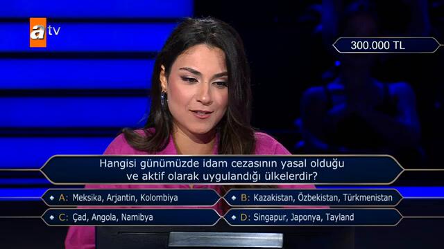 İdam, hiç beklemediği ülkelerde yasal çıktı! - Kim Milyoner Olmak İster? 1110. Bölüm