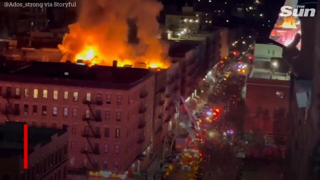 Massive fire rips through Manhattan apartment block in New York