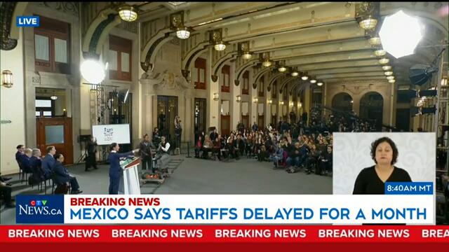 President Claudia Sheinbaum says U.S. tariffs against Mexico delayed for one month