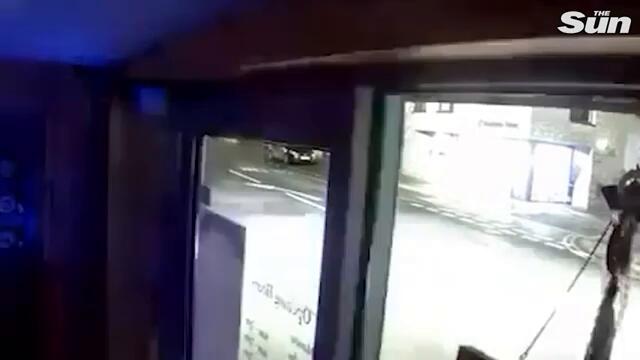 Moment car speeds down street before crashing & killing four students