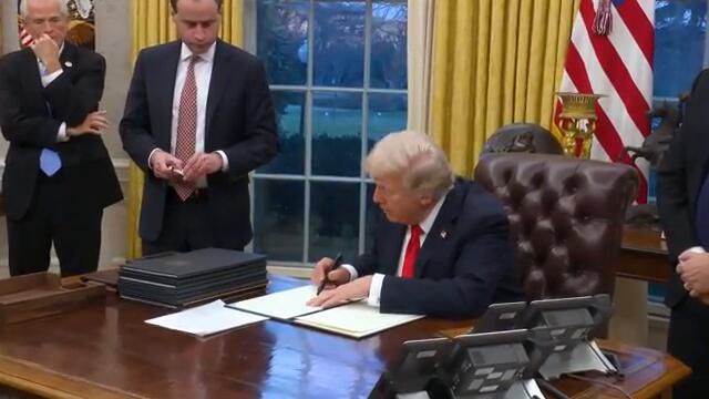 President Trump Signs Executive Orders in the Oval Office,  Feb. 10, 2025
