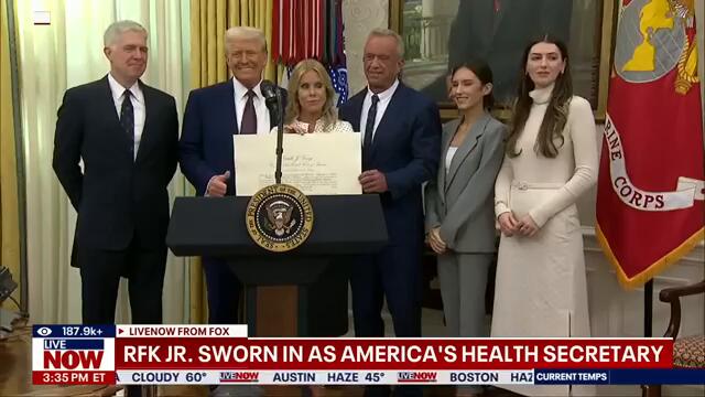 WATCH: RFK Jr w/ wife Cheryl Hines & President Trump in Oval Office swearing in