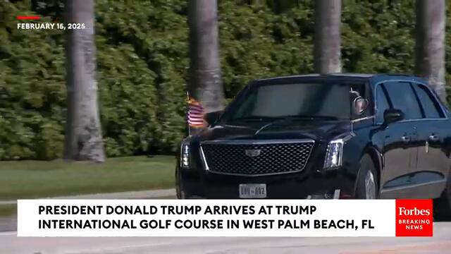 JUST IN: President Trump Arrives At Trump International Golf Course In West Palm Beach, Florida
