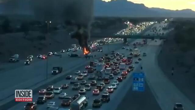 Bystanders Help Cop Free Trapped Driver From Fiery Truck