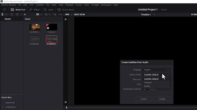 How To Add Auto Captions & Subtitles To Video In Davinci Resolve