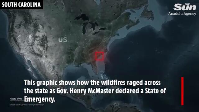 Massive wildfires erupt in South Carolina as infernos trigger state of emergency