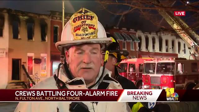 Officials provide an update on the massive 4-alarm fire in North Baltimore