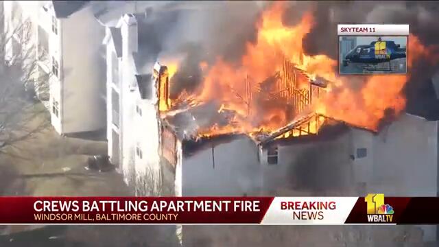 Crews battle 2-alarm condo fire in Windsor Mill